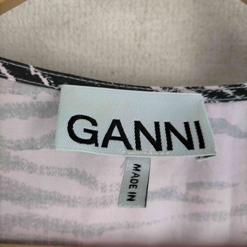 ガニー Ganni Printed Cotton V-neck Shirt ゼブラプリントブラウス レディース 40