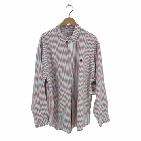ブルックスブラザーズ 346 BROOKS BROTHERS THE ORIGINAL POLO SHIRT ロゴ刺繍 ストライプ BDシャツ メンズ import:XL