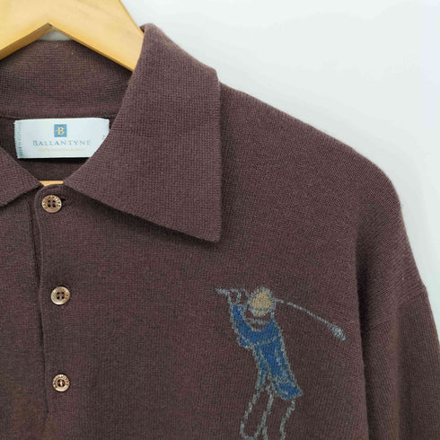 バランタイン BALLANTYNE デザイン刺繍 L/S ポロ ニット セーター メンズ UK:42