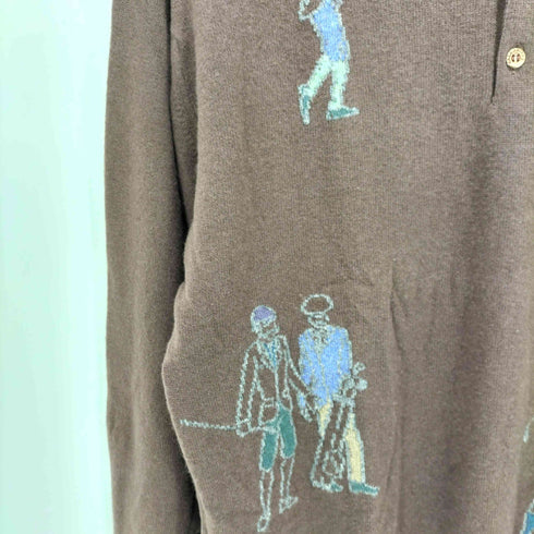 バランタイン BALLANTYNE デザイン刺繍 L/S ポロ ニット セーター メンズ UK:42