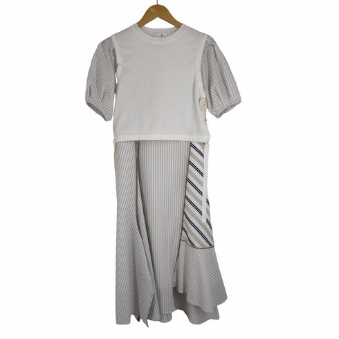 ランバンオンブルー LANVIN en Bleu ストライプMIXドッキングワンピース レディース 38