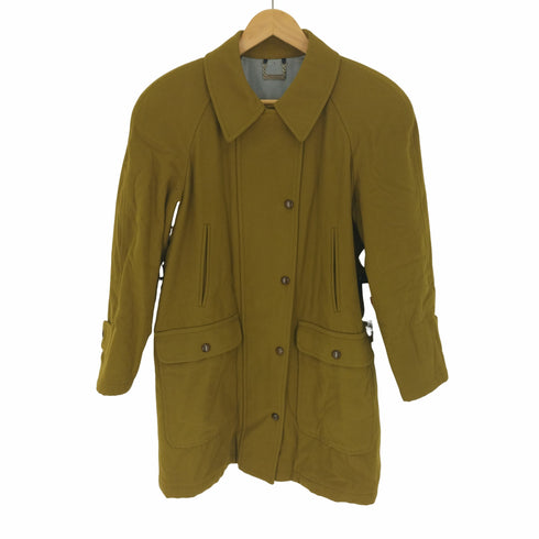 バーバリープローサム BURBERRY PRORSUM 90S 白タグ 裏地チェック 比翼 ジップアップ ウール コート レディース 7AR