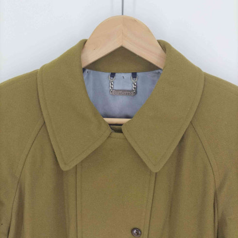 バーバリープローサム BURBERRY PRORSUM 90S 白タグ 裏地チェック 比翼 ジップアップ ウール コート レディース 7AR