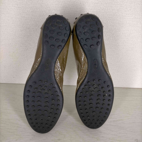 トッズ TODS ストレッチギャザー パンプス リボン ラウンドトゥ バレリーナ レディース 35