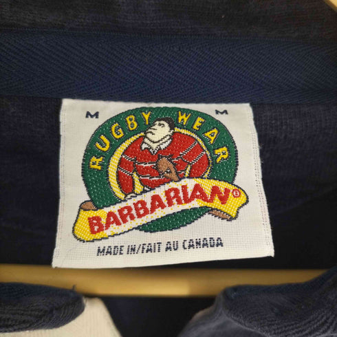 バーバリアン BARBARIAN 90S カナダ製 ワンポイント 刺繍 ボーダー L/S スキッパー ラガーシャツ メンズ import:M