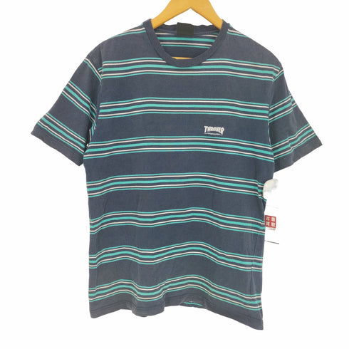 スラッシャー THRASHER ロゴ刺繍 ボーダー S/S クルーネック Tシャツ メンズ