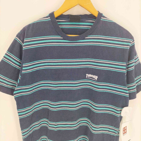 スラッシャー THRASHER ロゴ刺繍 ボーダー S/S クルーネック Tシャツ メンズ