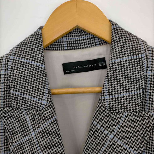 ザラ ZARA リネン混 チェックチェスターコート レディース import:XS