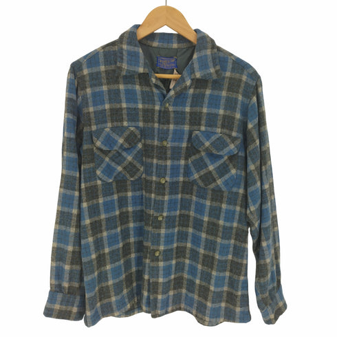 ペンドルトン PENDLETON 50S ダブルポケット チェック L/S オープンカラー ウール ネル シャツ メンズ import:L