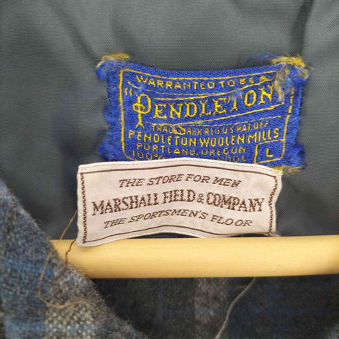 ペンドルトン PENDLETON 50S ダブルポケット チェック L/S オープンカラー ウール ネル シャツ メンズ import:L