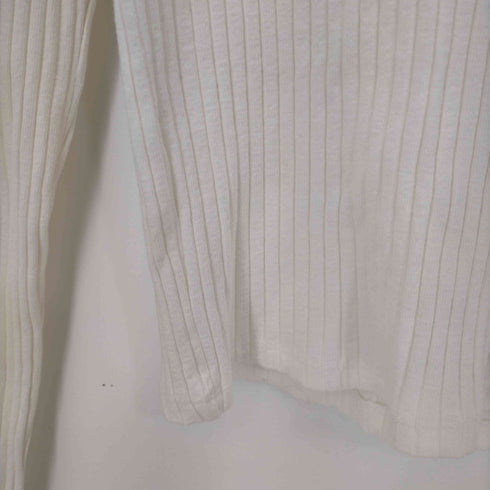ザラ ZARA Ribbed Polo White Long Sleeve Button NWT レディース import:L