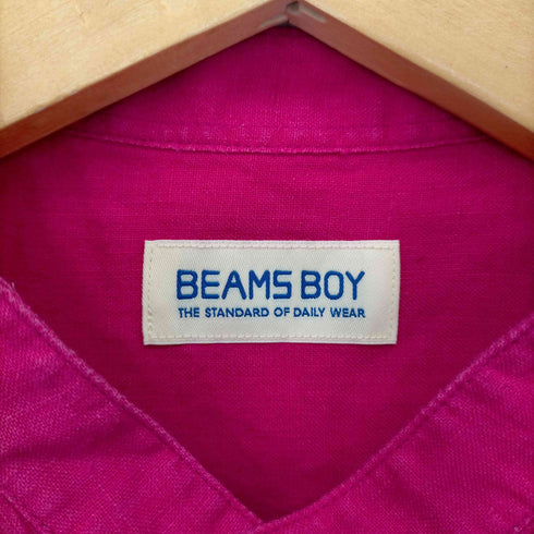 ビームスボーイ BEAMS BOY 21SS リネンソリッドスタンドカラーショートスリーブシャツ レディース