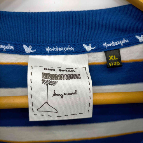 マークゴンザレス Mark Gonzales ワンポイント刺繍 ビッグシルエット ボーダー Tシャツ メンズ import:XL