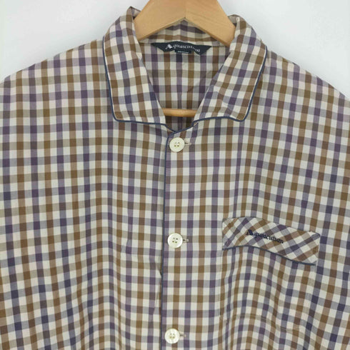 アクアスキュータム AQUASCUTUM ロゴ刺繍 チェック パジャマシャツ メンズ import:M
