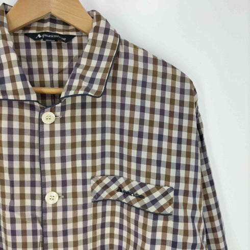 アクアスキュータム AQUASCUTUM ロゴ刺繍 チェック パジャマシャツ メンズ import:M