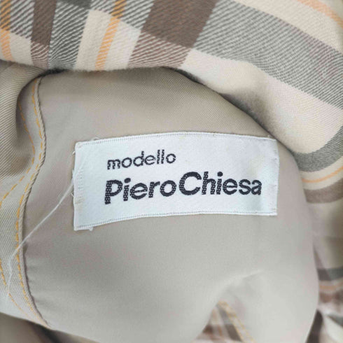 ピエロチーサ Piero Chiesa 比翼 裏地チェック ステンカラー コート メンズ