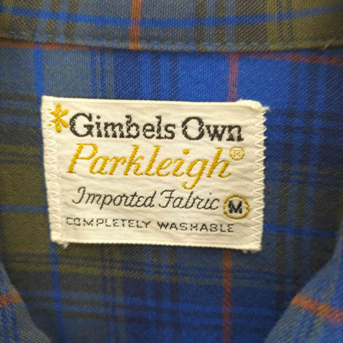 GIMBELS OWN Parkleigh 60S レーヨン チェック L/S ポケット ボックス シャツ メンズ import:M