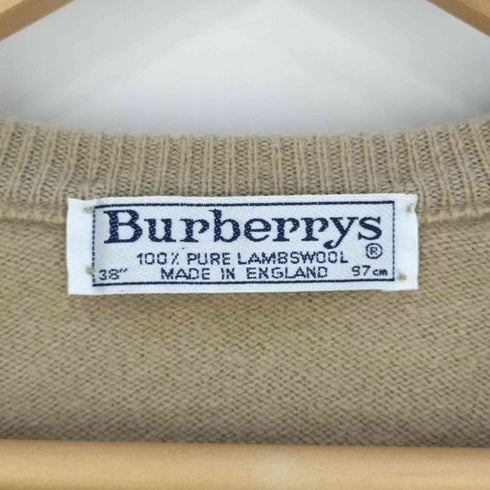 バーバリーズ BURBERRYS イングランド製 ロゴ刺繍 Vネック ラムウールニット レディース UK:38