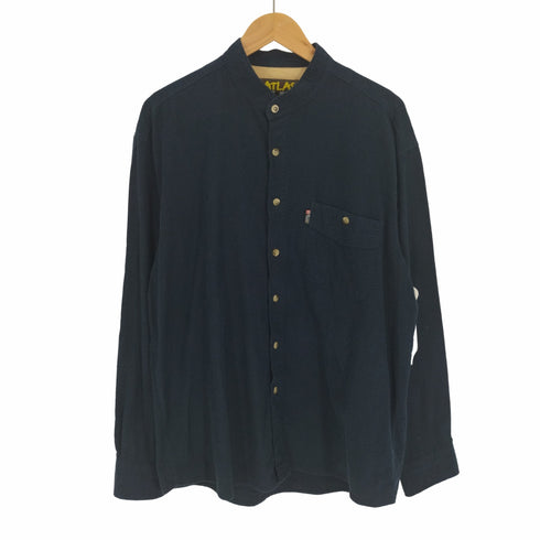 ATLAS FOR MEN コットン L/S バンドカラー ポケット シャツ メンズ import:XL