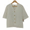 ロクビューティーアンドユースユナイテッドアローズ 6 BEAUTY & YOUTH UNITED ARROWS 21SS COTTON JACQUARD V NECK 5SLEEVE SHIRT コットン ジャガード シャツ レディース