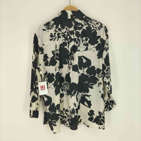ザラ ZARA 総柄 L/S サテン シアー シャツ レディース import:S