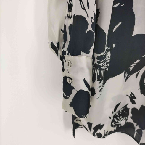 ザラ ZARA 総柄 L/S サテン シアー シャツ レディース import:S