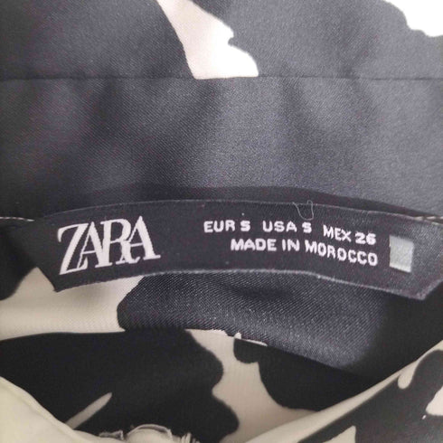 ザラ ZARA 総柄 L/S サテン シアー シャツ レディース import:S