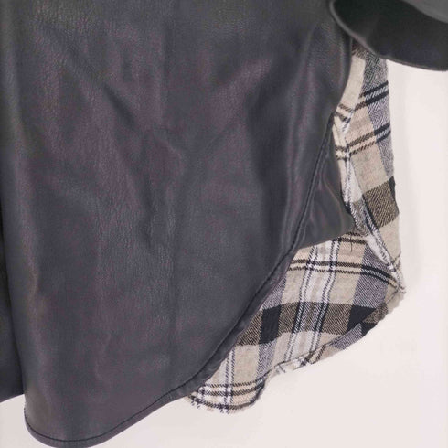 ザラ ZARA バック シアサッカー チェック 切り替え 異素材 ドッキング レザー シャツ ジャケット レディース import:XS