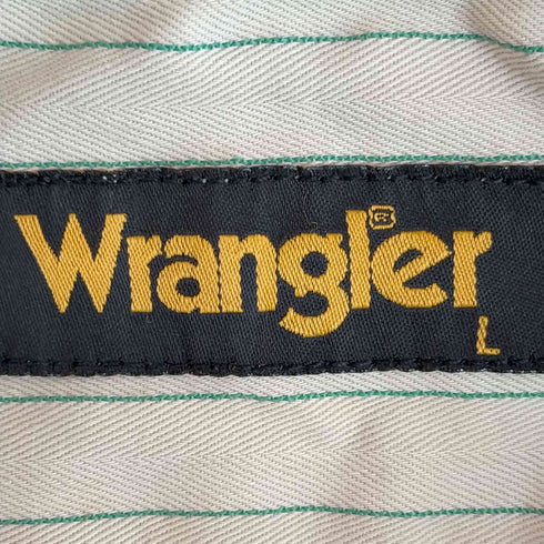 ラングラー Wrangler 90-2000s ヘリンボーンツイル コットン ワッペン ストライプワークシャツ メンズ import:L