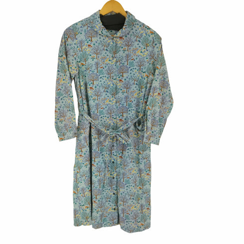 パークス PARKES 細コーディロイ 森の動物柄 シャツワンピース レディース JPN:M