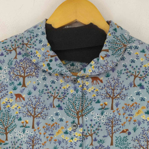 パークス PARKES 細コーディロイ 森の動物柄 シャツワンピース レディース JPN:M