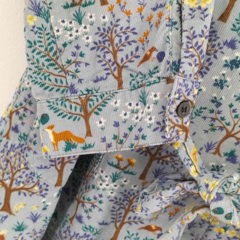 パークス PARKES 細コーディロイ 森の動物柄 シャツワンピース レディース JPN:M