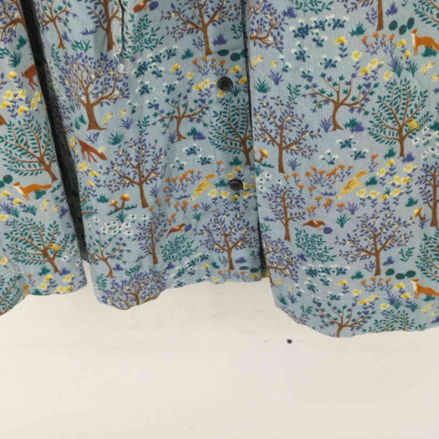 パークス PARKES 細コーディロイ 森の動物柄 シャツワンピース レディース JPN:M