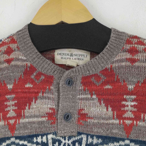 デニムアンドサプライ ラルフローレン DENIM & SUPPLY RALPH LAUREN ネイティブ柄 ヘンリーネックコットンニット レディース import:XS