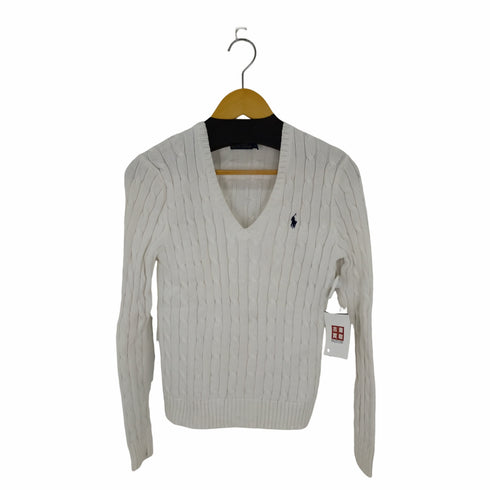 ポロラルフローレン POLO RALPH LAUREN スモールポニー刺繍ケーブル編Vネックニット レディース JPN:S