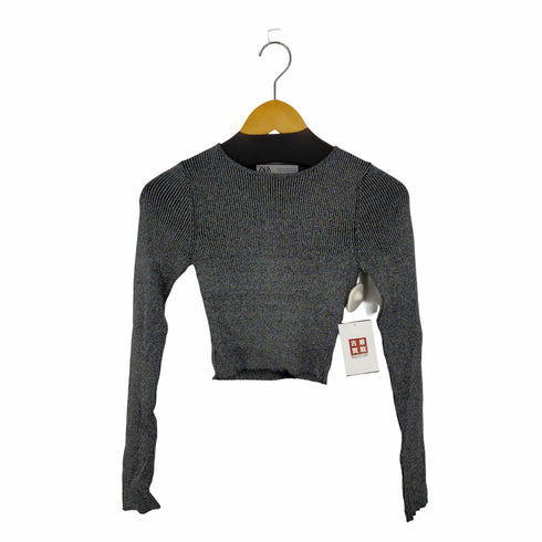 ザラ ZARA クロップドラメニットトップ レディース JPN:M
