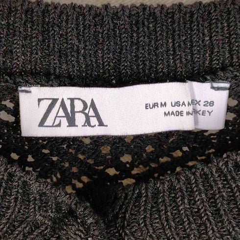 ザラ ZARA KNIT TOP WITH LACE フリル半袖ニット レディース JPN:M