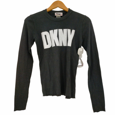 ダナキャランニューヨーク ジーンズ DKNY JEANS ロゴプリント コットン リブニットカットソー レディース M/L
