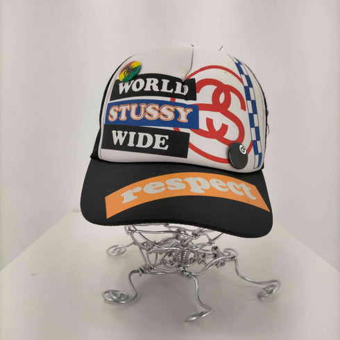 ステューシー Stussy 00S OLD Y2K RESPECT 8ボール缶バッジ メッシュキャップ メンズ