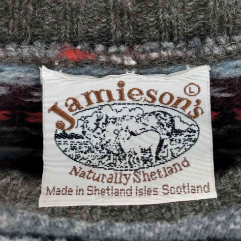 ジャミーソンズ jamiesons スコットランド製 ノルディック柄 ウールニット メンズ import:L