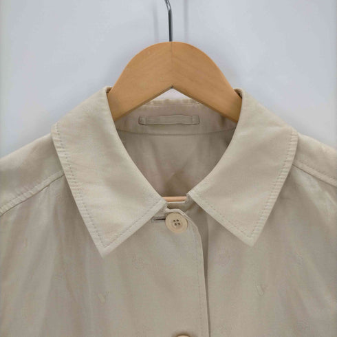 アクアスキュータム AQUASCUTUM 90s 日本製 総柄ショート丈ステンカラーコート レディース