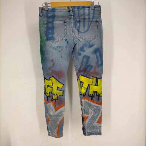 フェイスコネクション FAITH CONNEXION 裾ジップ ペイントストレッチデニムパンツ レディース 26