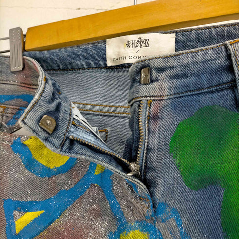 フェイスコネクション FAITH CONNEXION 裾ジップ ペイントストレッチデニムパンツ レディース 26
