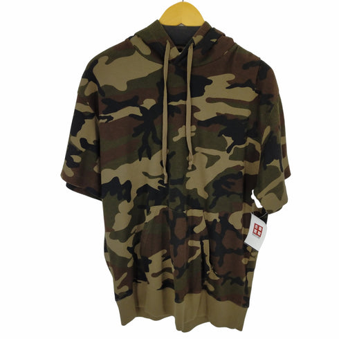 パープルアンドイエロー Purple&Yellow S/S迷彩ワッフルフードパーカー メンズ import:M
