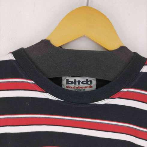 ビッチスケート ボーディング bitch skateboards 90-00s フロントロゴ刺繍 ボーダーTシャツ メンズ import:M 38-40