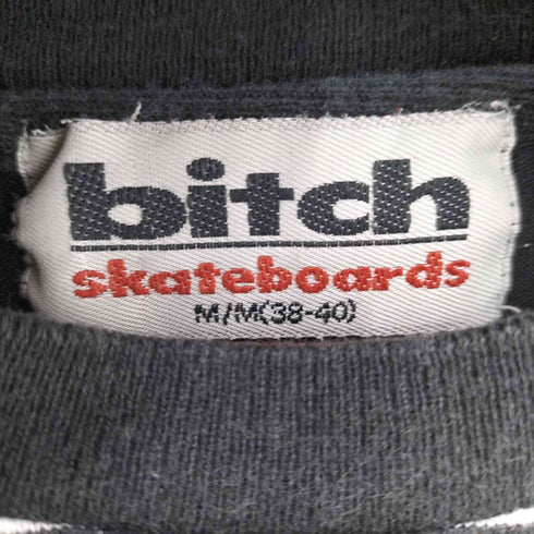 ビッチスケート ボーディング bitch skateboards 90-00s フロントロゴ刺繍 ボーダーTシャツ メンズ import:M 38-40