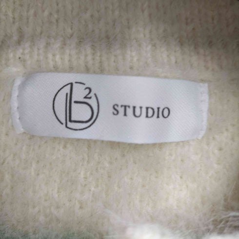 b2 STUDIO モヘアライク ボーダーニットポロ レディース