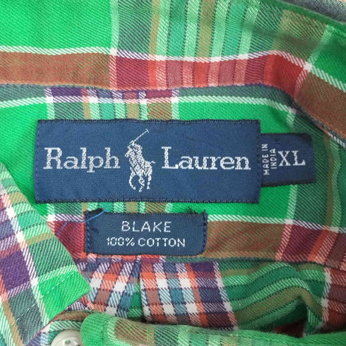 ラルフローレン RALPH LAUREN 90S BLAKE BD チェック柄 L/S シャツ メンズ import:XL
