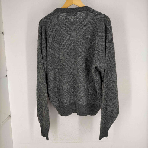 BRANDINI レザーパッチワーク 総柄ニット メンズ