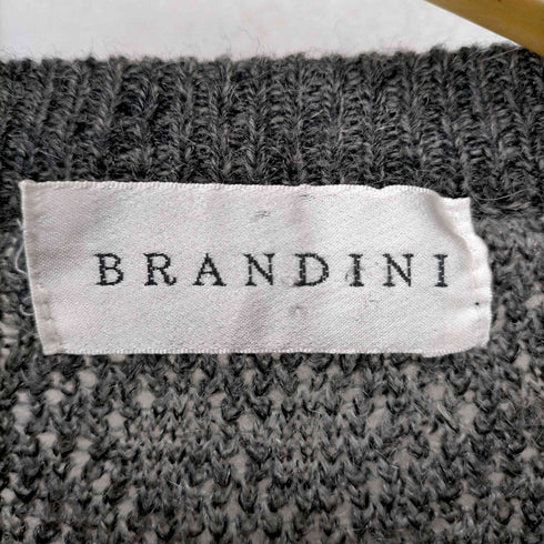 BRANDINI レザーパッチワーク 総柄ニット メンズ
